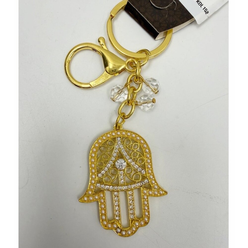 Dazzle Hamsa Evil Eye Keychain, Crystal Bag Charm  With Rhinestones Al Jaber New